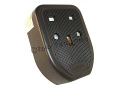 240V 13 Amp 3 Pin Single Black Trailing Socket